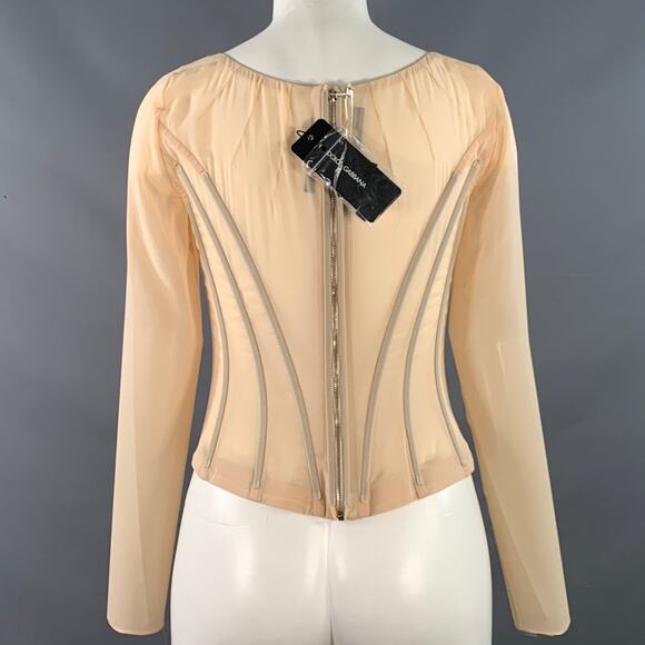 DOLCE & GABBANA SS23 1997-98 Re-issue Size 6 Beige Silk Blend Corset Dress Top - Picture 5 of 7